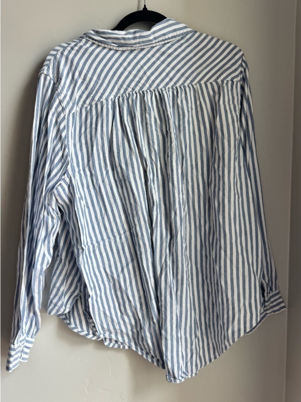 Aerie Blue Stripe Button Down Shirt L Coastal Beachy Oversized Casual Resortwear - Picture 4 of 4